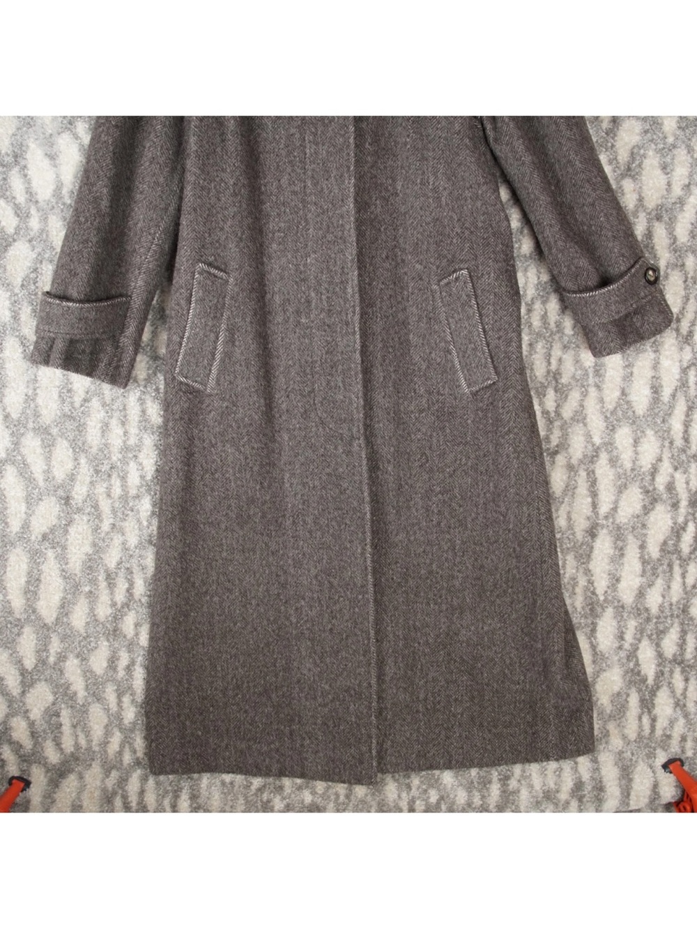 Vintage Regency Herringbone Wool Over Coat Womens SIze 6 Brown 90s Union Made - Picture 2 of 14